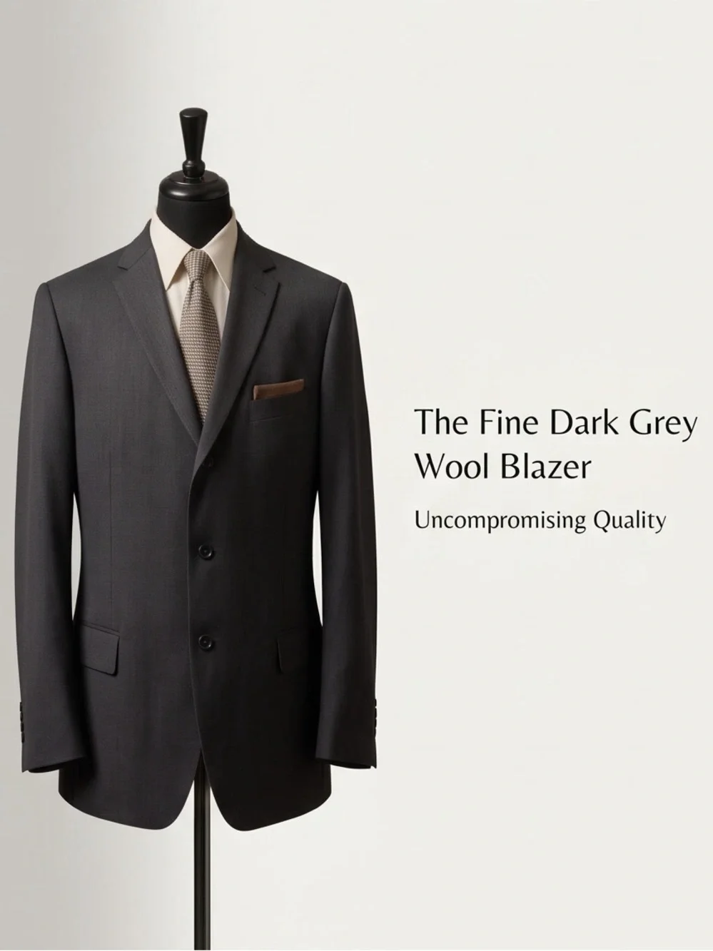 Dark Grey Wool Blazer - Classic Men's Suit Jacket